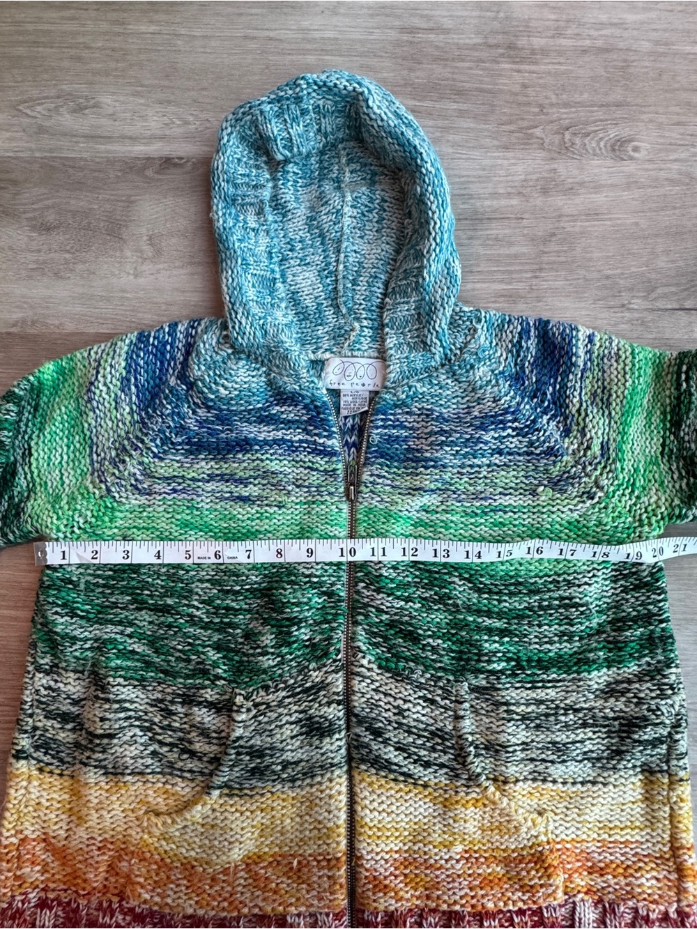 90s Rare Viral Free People Knit Rainbow Hoodie From Delia's Catalog Sz L - Picture 4 of 10